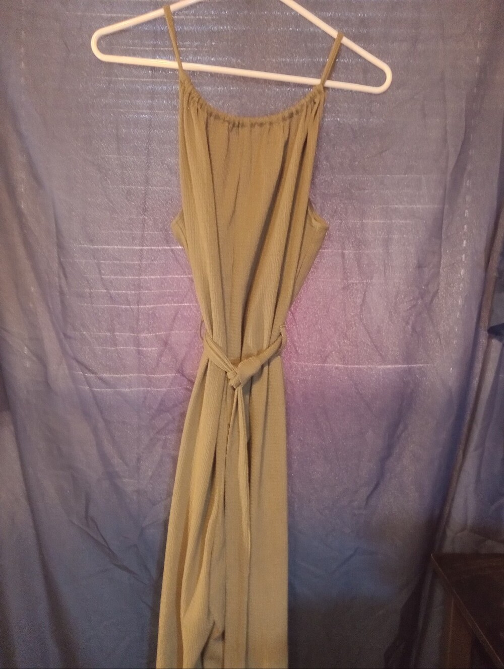 H.M. Olive Green Sleeveless Jumpsuit with Waist Tie